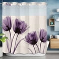 thumbnail image 6 of Spring Retro No Hooks Shower Curtain with Snap-in Liner X-ray Image of Purple Tulip Flower Shower Curtains for Bathroom, Waterproof, Easy Install, Washable 72"x72", 6 of 9