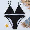 thumbnail image 4 of Jacenvly 2024 Plus Size Bikini Swimsuits for Women Skin-Friendly Womens Solid Two Piece Bikini Push-Up Pad Swimwear Swimsuit Beachwear Set Multicolor Cozy Summer Beach Dresses Black, 4 of 8