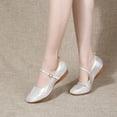 thumbnail image 2 of Cuero brillante para mujer, niña, salón de baile latino, práctica de Salsa moderna, zapatos de baile con punta cerrada, parte inferior de tendón de ternera suave, 2 of 5