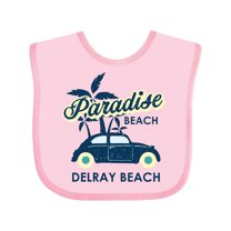Inktastic Paradise Beach in Delray Beach with Palm Trees and Car Boys or Girls Baby Bib