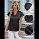 thumbnail image 5 of Blusa Informal de Seda para Mujer, Elegante, de Negocios, con Mangas con Volantes, Cuello en V, Plisada, Color Negro, Talla XXL, 5 of 8