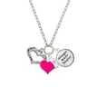 thumbnail image 2 of Delight Jewelry Silvertone Heart with 3 AB Crystals - Friends Family Love - Hot Pink Heart Nurse Strong Zoe Necklace, 2 of 4