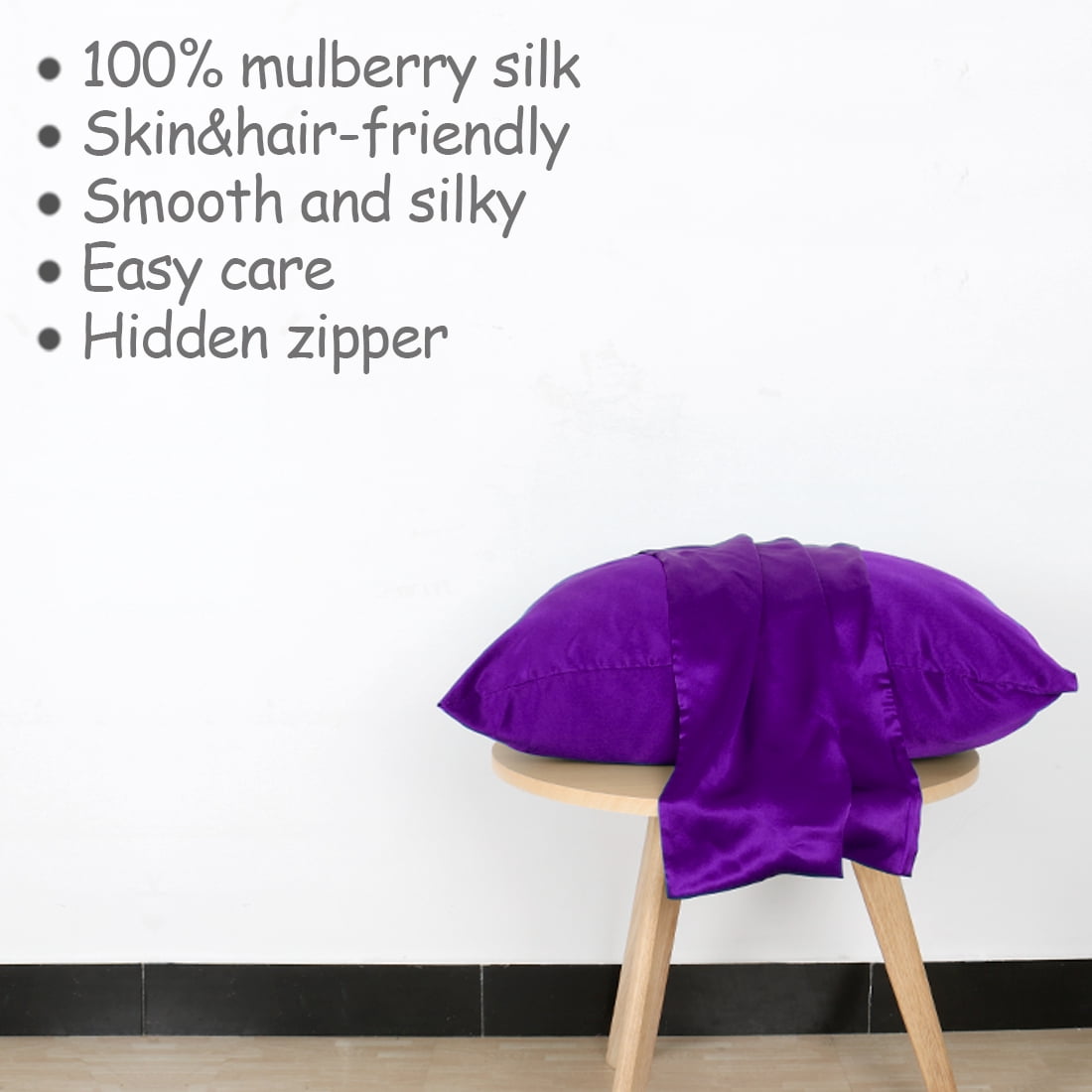 Unique Bargains 1 Piece 100% Silk Pillowcase Purple Standard