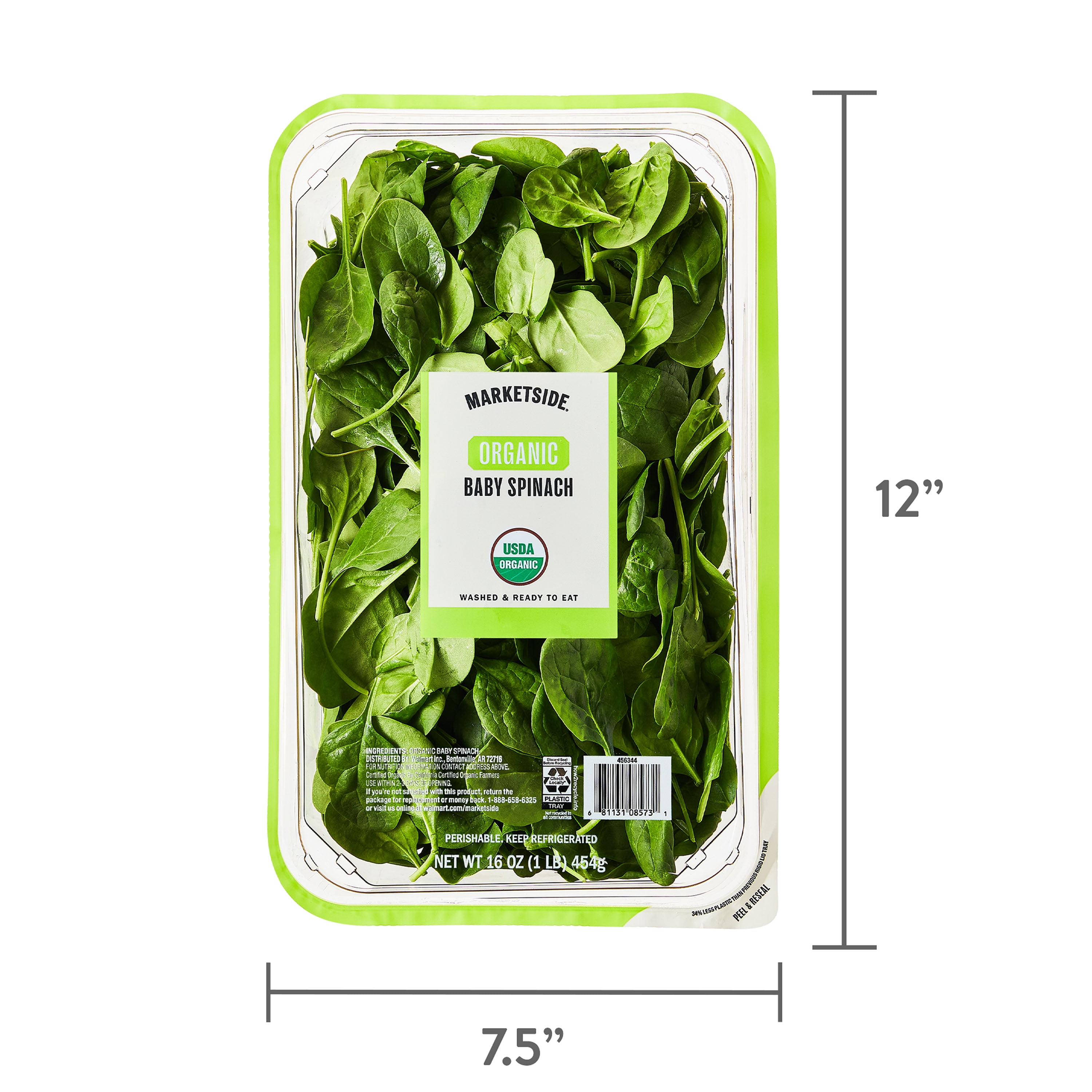 Marketside Organic Fresh Baby Spinach, 16 oz