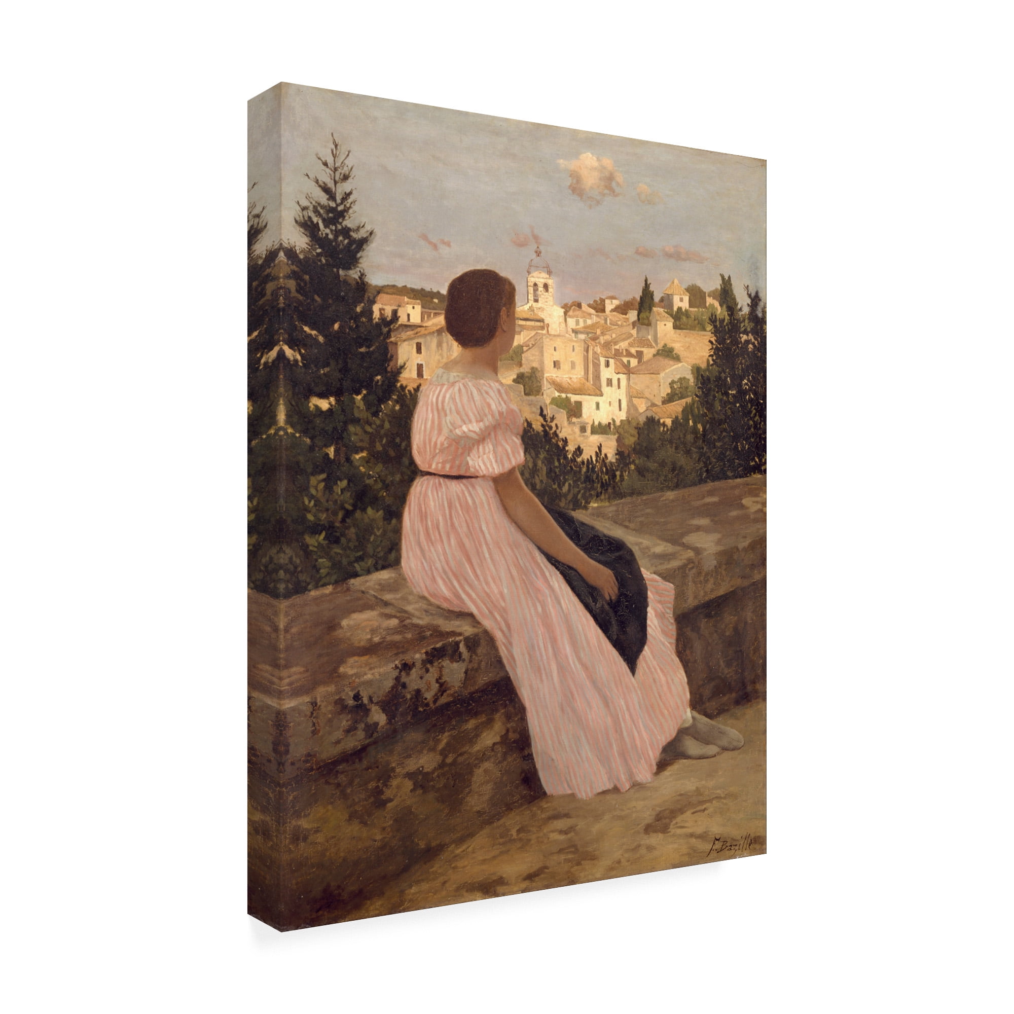 Trademark Fine Art 'The pink dress' Canvas Art by Frederic Bazille