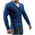 thumbnail image 1 of AherBiu Mens Cardigan Sweaters with Buttons Long Sleeve V Neck Slim Fitted Cable Knitted Sweater with Pockets, 1 of 6