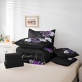 thumbnail image 6 of Manfei Retro Flower 7-Piece Bedding Comforter Set,Modern Aesthetic Art King Bedding Sets,Purple White Black Bed Sheets For Men Women,Luxury Bedroom Decor Reversible, 6 of 8