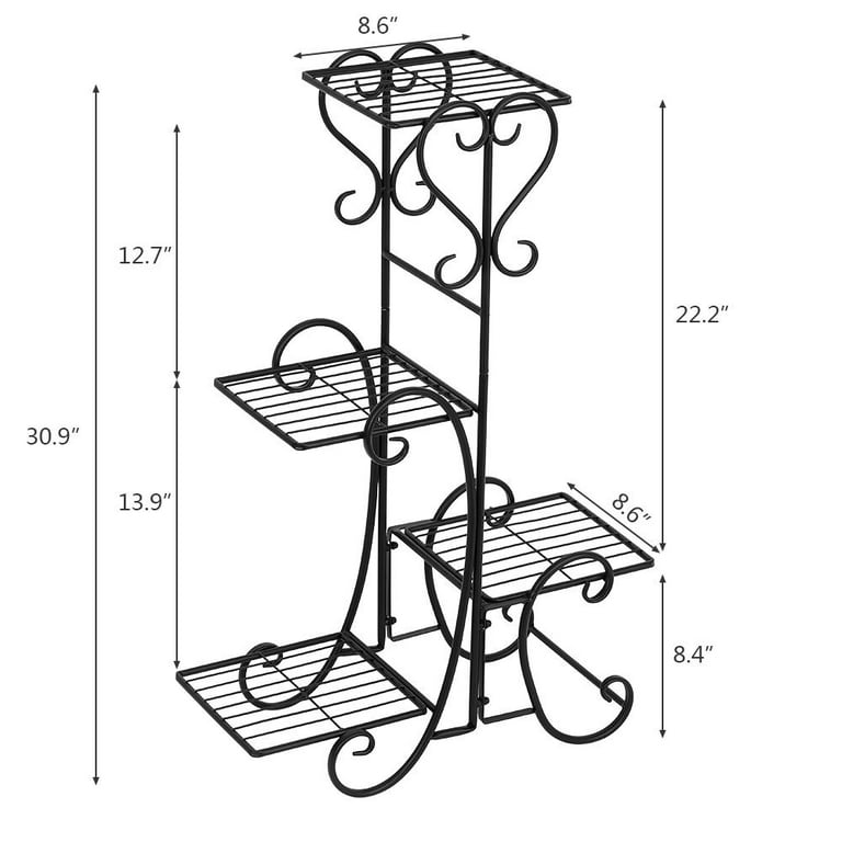 Zimtown 4-Tier Striped Square Panel Metal Flower Plant Stand Zimtown 4-Tier Striped Square Panel Metal Flower Plant Stand