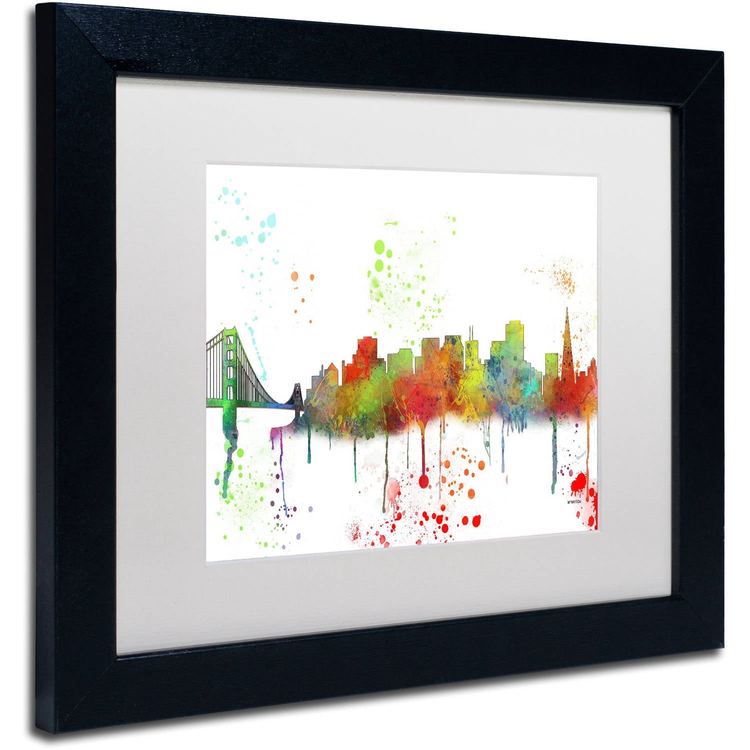 Trademark Fine Art "San Francisco CA Skyline Mclr-1" Canvas Art by Marlene Watson, White Matte, Black Frame