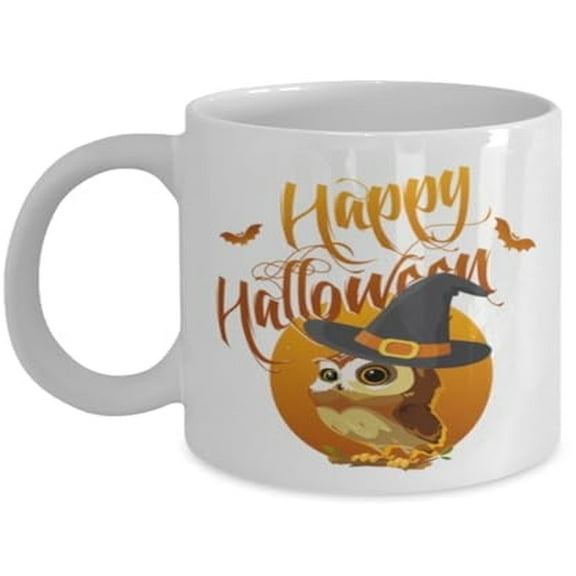 Spooky 11 oz Coffee Mug - Happy Halloween White Ceramic Gift