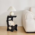 thumbnail image 1 of Round Black PVC Bedside Table - Space-Saving Nightstand for Small Rooms, Dorms, or Sofa Side, 1 of 6