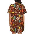 thumbnail image 3 of Naloa Retro Coffee Women's Short-Sleeved Pajama Set, Loungewear, Summer pajamas, Breathable Cozy - Large, 3 of 9