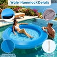 thumbnail image 5 of Pirecart Inflatable Water Hammock, Round Pool Floats for Lake River, Heavy Duty Swimming Platform for 2-3 Adults with Pump & Storage Bag, Blue, 5 of 10