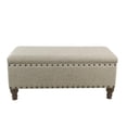thumbnail image 3 of HomePop Traditional Fabric Large Storage Bench with Nailhead Trim in Cream/Taupe, 3 of 10
