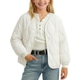 thumbnail image 2 of KyCheLot Boys Girls Button Jacket Crew Neck Solid Color Long Sleeve Clothes Kids Lightweight Travel Winter Coats, 2 of 6