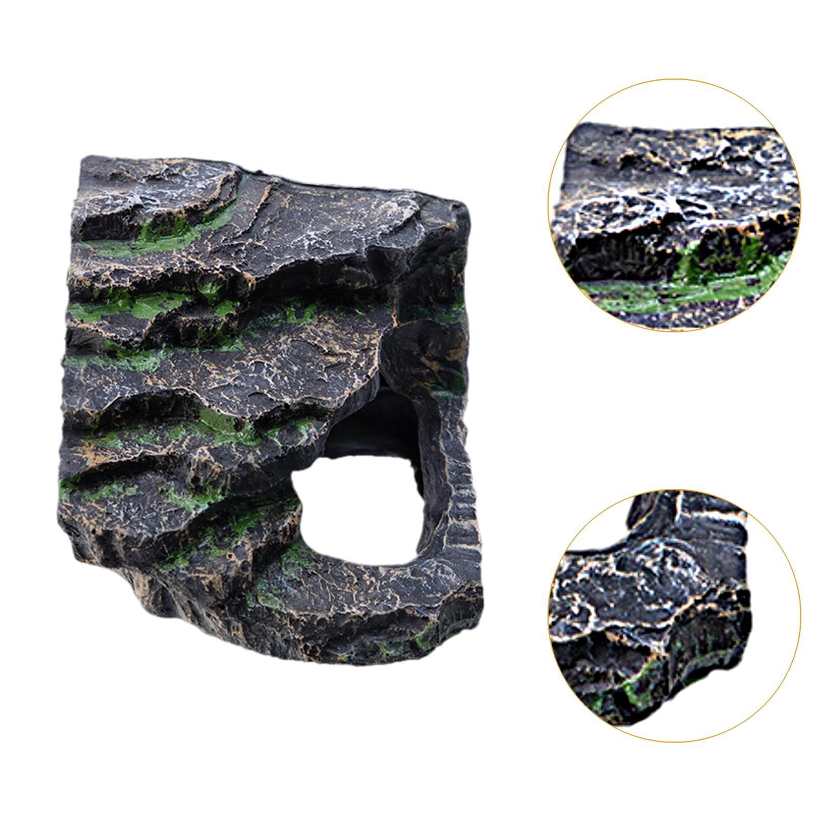 Serenable Bearded Dragon Tank Accessories Turtles Basking Reptile Cave Decorative Resin Reptile Rock Hideout for Frog Gecko