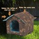 thumbnail image 3 of Outdoor Cat Kennel Easy To Wash Foldable With Detachable Cushion Weatherproof Shelter House For Cats Waterproof Brown M-40X38X35CM, 3 of 5