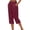 Burgundy, variant on Nymphenshire Womens Capri Pants 7/8 Length Linen Button Elastic Waist Casual Cropped Pants Loose Fit Summer Beach Comfortable Bottoms White