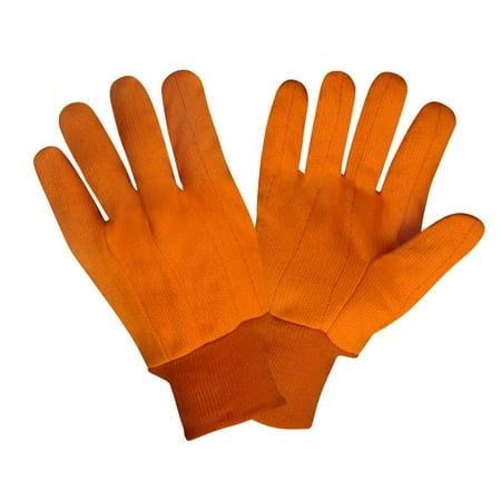 

12-Pack of Cordova 2805CDN Hi-Vis Orange Double Palm Work Gloves Polyester/Cotton Corded Canvas Natural Knit Wrist Large