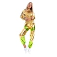 thumbnail image 4 of IBTOM CASTLE Women's Rave Outfit Shiny Crop Top Hoodie Casual Long Pants Hooded Workout Sweatshirt Dance Clubwear XXL Gold, 4 of 8