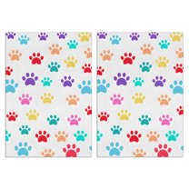 2 Pcs Funny Kitchen Towels,Colorful Dog Paw Footprint Microfiber Dish Towels,Kitchen Tea Towels,Kitchen Towel Set (18" X 26")