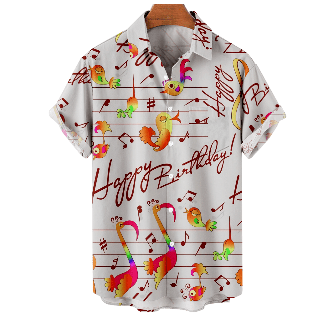 OBOSOE Big Men's Music Element Print Hawaiian Shirt Short Button Down Breast Pocket T-Shirts Summer ,Size 100-170/XXS-8XL - Walmart.com