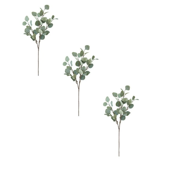 Eucalyptus Stems 3Pcs - 27.5 Inch Artificial Silver Dollar Greenery Branches, for Vase Fillers, Wedding Decor, and Home Interior Decoration