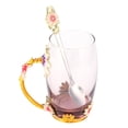 thumbnail image 1 of Taza De Café De Vidrio Hecha A Mano, Taza De Té De Flores Decorada Con Esmalte Con Cuchara, Hermoso Embalaje, Restaurante De Oficina En Casa, Regalos Para Bebidas, 1 of 7