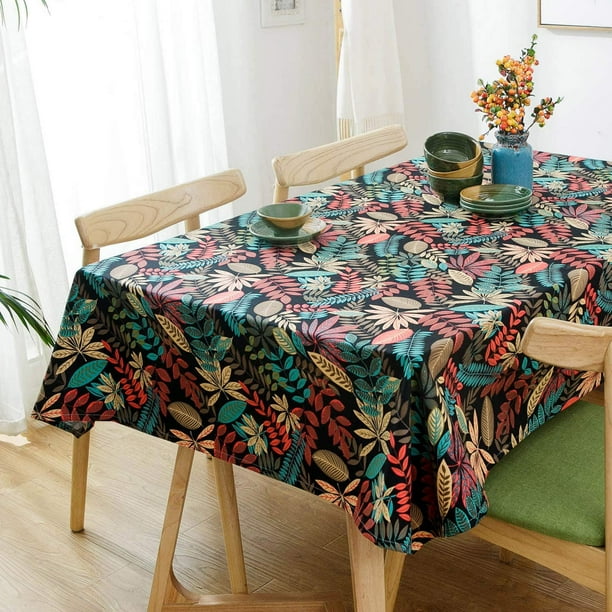 Mantel Rectangular Resistente Antimanchas Mantel Lona Estampada Funda De Algodón Patrón Colores Mesa De Comedor Picnic Fiesta Jardín Lavable Entre