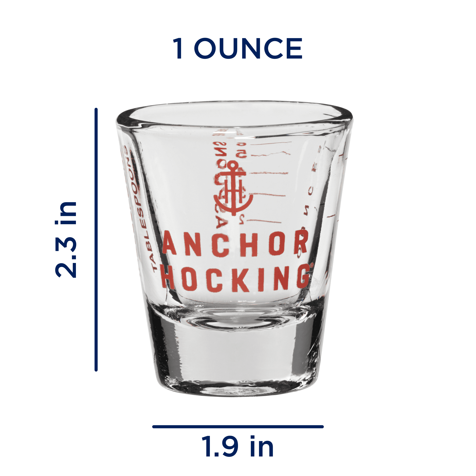 (6 pack) Anchor Hocking Measuring Shot Glass, 1 Ounce