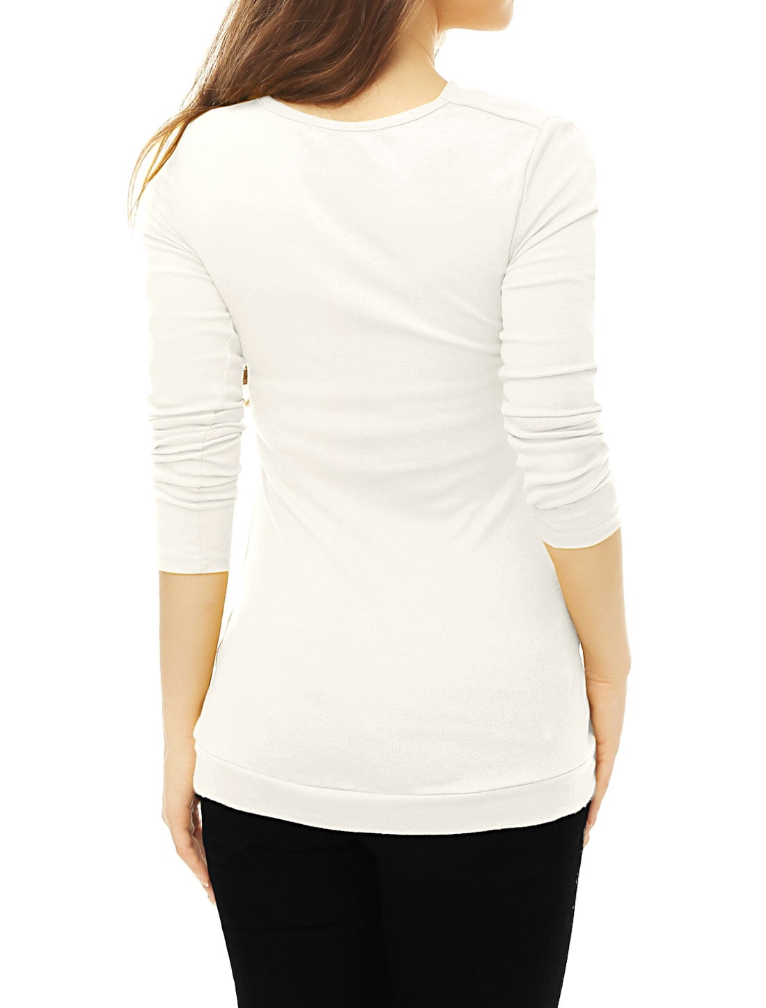 DARING DIVA Women's Cowl Neck Side Ruched Tunic Top S White