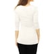 thumbnail image 5 of Top acanalado con botones y mangas largas Cuello vuelto Allegra K blanco 3XL, 5 of 5