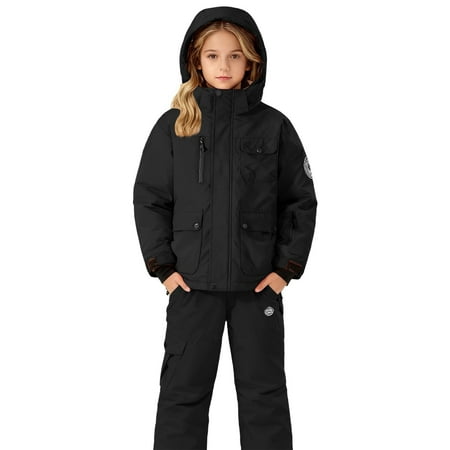 XQYLOS Kids Snowsuit Two Piece Ski Suit Boys Girls 3-14 Years Toddler Waterproof Winter Snow Suits Overalls Pants Set Jacket and Pants