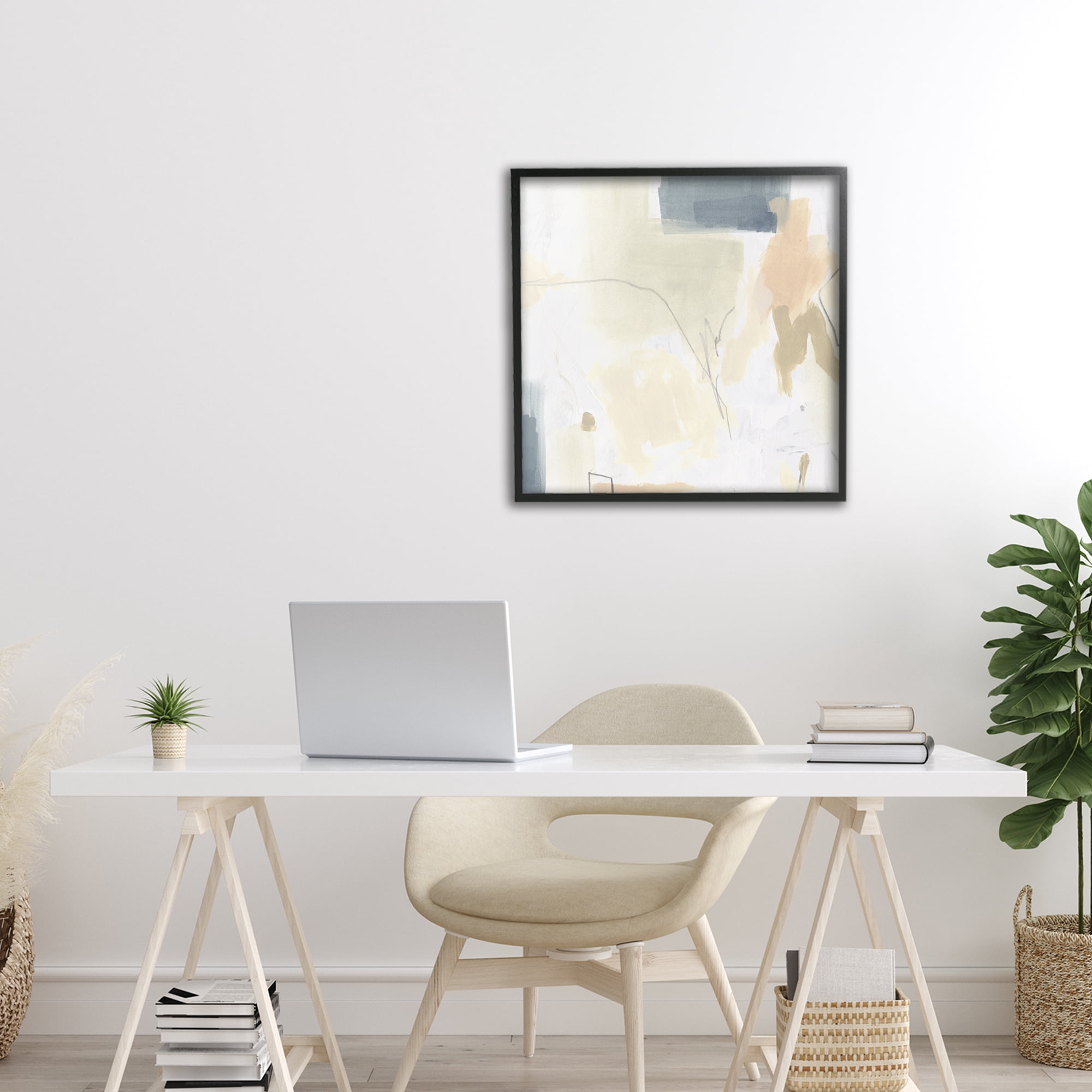 Stupell Industries Plaster Line Abstract Black Framed Giclee Art, design by June Erica Vess