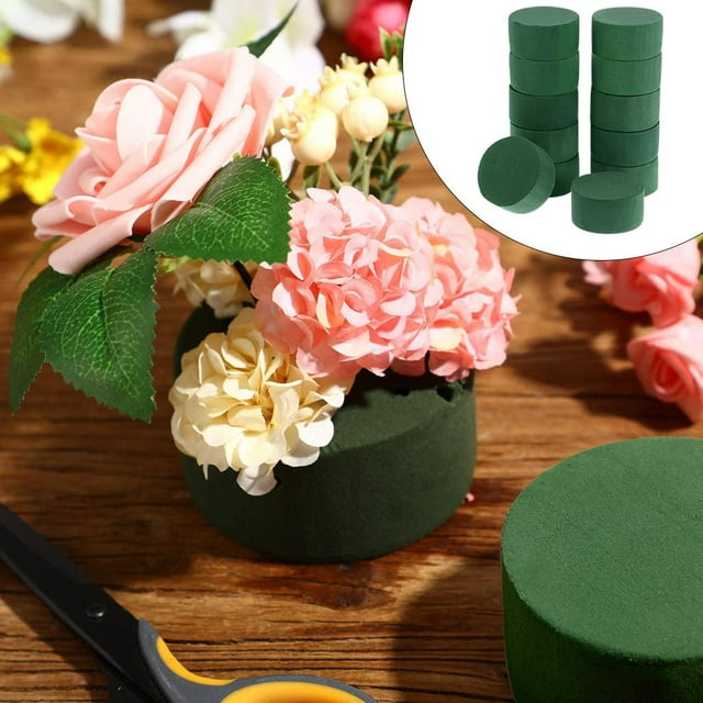 12x Kit de arreglo de flores, tazón de Base de espuma Floral seco redondo verde para artesanías florales, decoración de boda, herramientas de florería Soledad Ronda de espuma húmeda floral