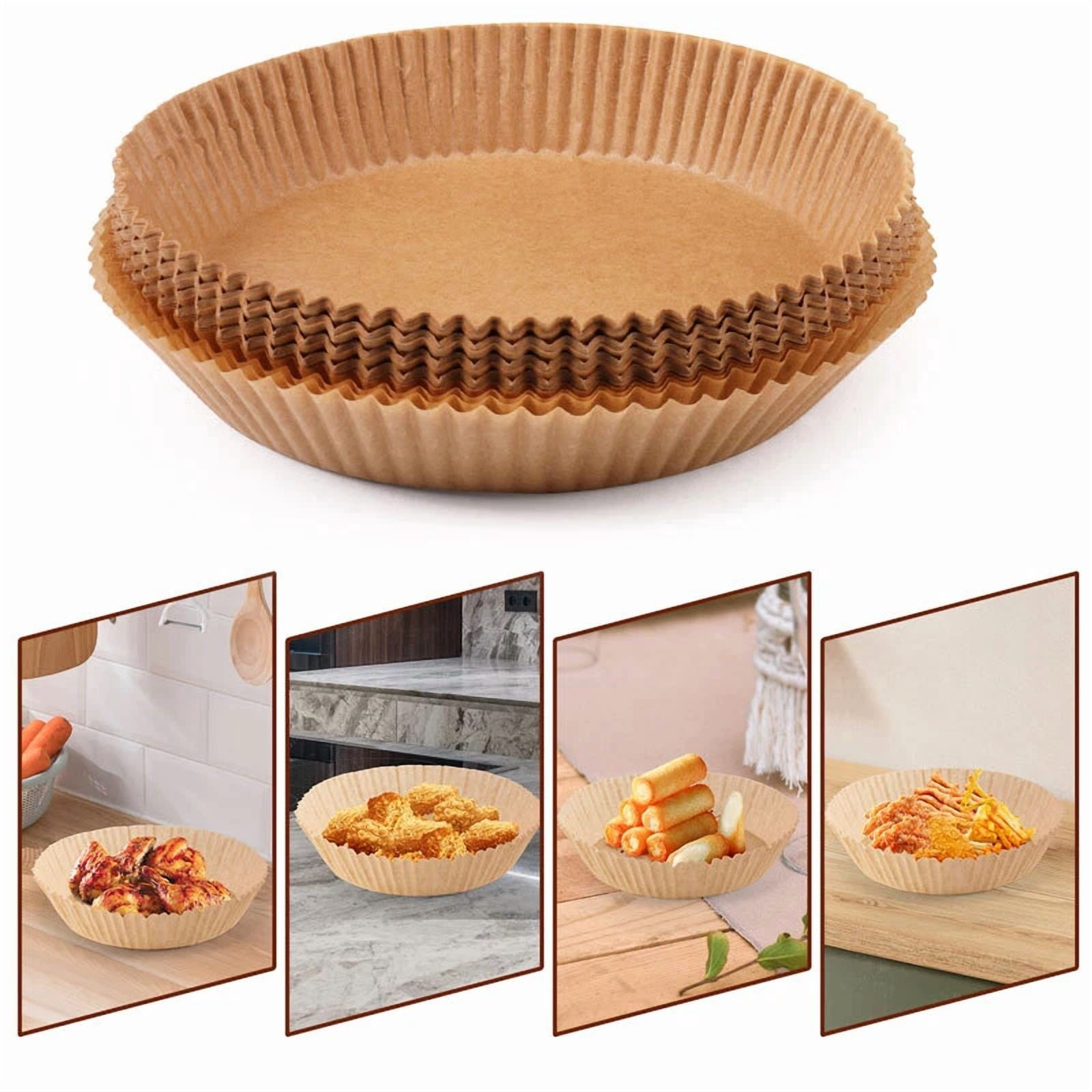 Zyler - Air Fryer Paper Liner Disposable Non-Stick Steamer Mat For Cooking 8 Inch/100Pcs