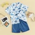 thumbnail image 2 of Bagilaanoe 2pcs Toddler Baby Boy Shorts Set Short Sleeve Shirt Tops + Shorts 12M 18M 24M 3T 4T 5T Kids Casual Summer Clothes, 2 of 7