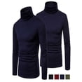 thumbnail image 4 of Gureui Men's Turtleneck Slim Pullover Sweater, Long Sleeve Winter Thermal Stretch Casual Basic Velvet T-shirt Tops, 4 of 5