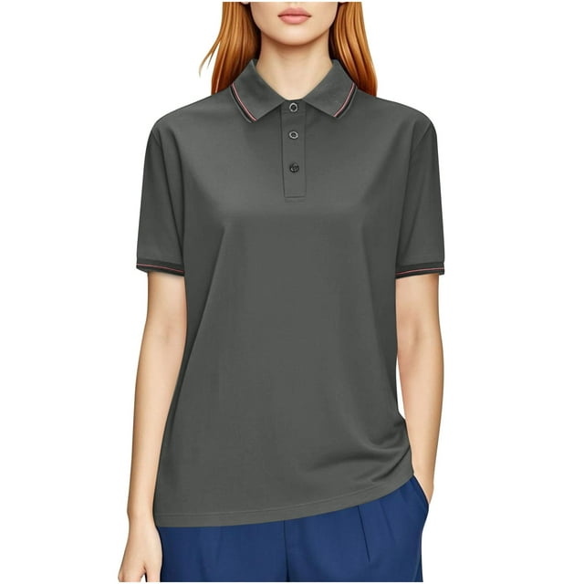 Lmnyox Athletic Golf Shirt for Women Collared Quick Dry Button Shirts Short Sleeve Summer Sport Tee Shirt