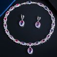 thumbnail image 3 of Mystical Rainbow CZ Oval Leaf Shape Silver Plated Necklace Earrings Jewelry Set&nbsp;, 3 of 8