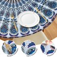 thumbnail image 4 of Stretch Round Tablecloth Bohemian Floral Design, Elastic Hem for 38"-42" Tables, 44" Spill Resistant for Indoor Outdoor Use, 4 of 7