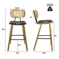 thumbnail image 5 of Foreate 26" Counter Height Bar Stools, Set of 2 with Rattan Mid-Back, Modern Wooden Stool Leather Upholstered Bar Chair Mid Century for Kitchen Island Dining Room Office, 5 of 11