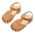 thumbnail image 7 of KPOPLK Girls Leather Soft Open Toe Princess Flat Shoes Summer Sandals(Toddler/Little Kid) Size 8,Brown, 7 of 7