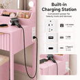 thumbnail image 6 of Zimtown Vanity Desk Set with Mirror, Makeup Vanity Table with 8 LED Lights and Charging Station, Dressing Desk for Bedroom, Pink, 6 of 12