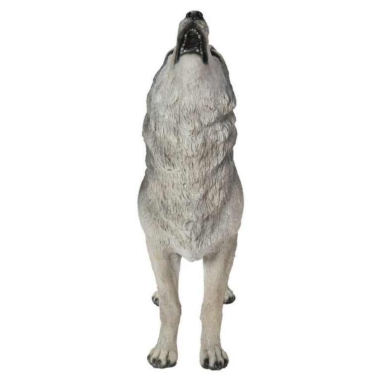 Hi-Line Gift Howling Grey Wolf 12” Garden Statue, Intricate