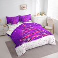 thumbnail image 3 of Manfei Winter Purple Xmas Tree Bedding Comforter Set 7 Pieces for Kids, Cartoon Glitter Snowflake Full Bedding Set, Western Winter Christmas Reversible Fitted Sheet Flat Sheet, Super Cozy Room Decor, 3 of 7
