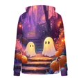thumbnail image 5 of Frostluinai Spooky Season Womens Hoodie Halloween Ghosts Print Flannel Hooded Sweatshirts Warm Fuzzy Fluffy Fall Winter Pullover with Pockets S-XXL, 5 of 6