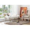 thumbnail image 6 of 55" White End of Bed Bench, Modern Faux Fur Upholstered Ottoman Bench Seat with Gold Legs, Fuzzy Long Bench for Bedroom Living Room Foyer Indoor Entryway (White), 6 of 11