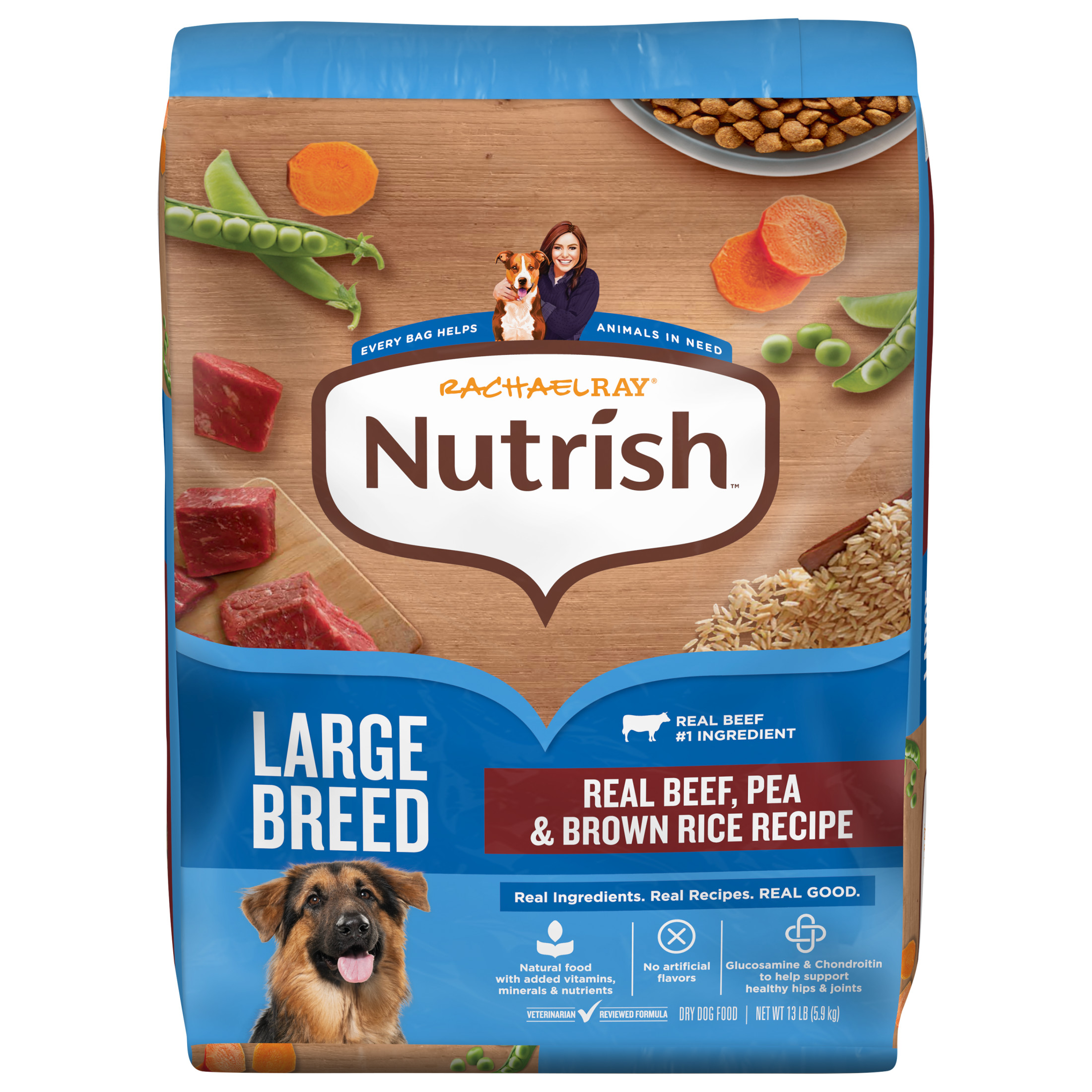 Rachael Ray Nutrish Dry Dog Food Large Breed Real Beef, Pea & Brown Rice, 13 lb.