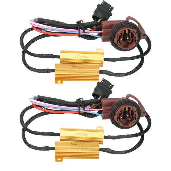 2Pcs LED Resistor Kit 3157 3047 3057 3155 3457 3157B T25 for Brake Tail Light Bulbs 50W 8ohm